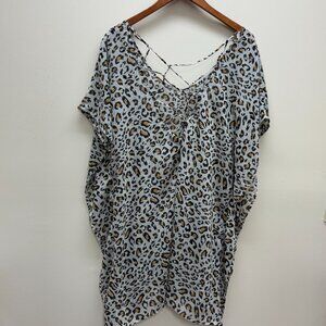 Palisades Beach Club Kimono Sleeve Swimsuit Cover Up Animal Print